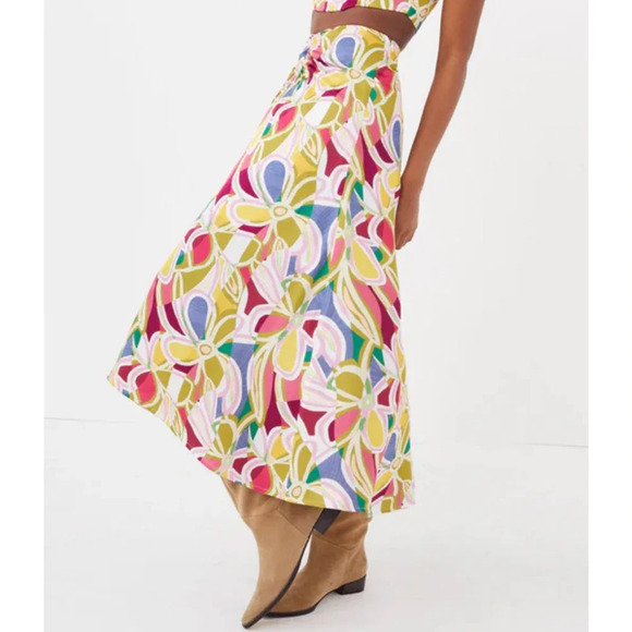 For Love And Lemons New Thora Midi Skirt Size Medium Daisy Floral Print - Picture 1 of 12